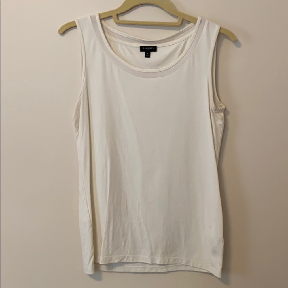 Talbots creamy white tank with mesh edging